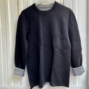 Everlane Luxe Double Crew Neck Men’s Sweater Size M Grey Black